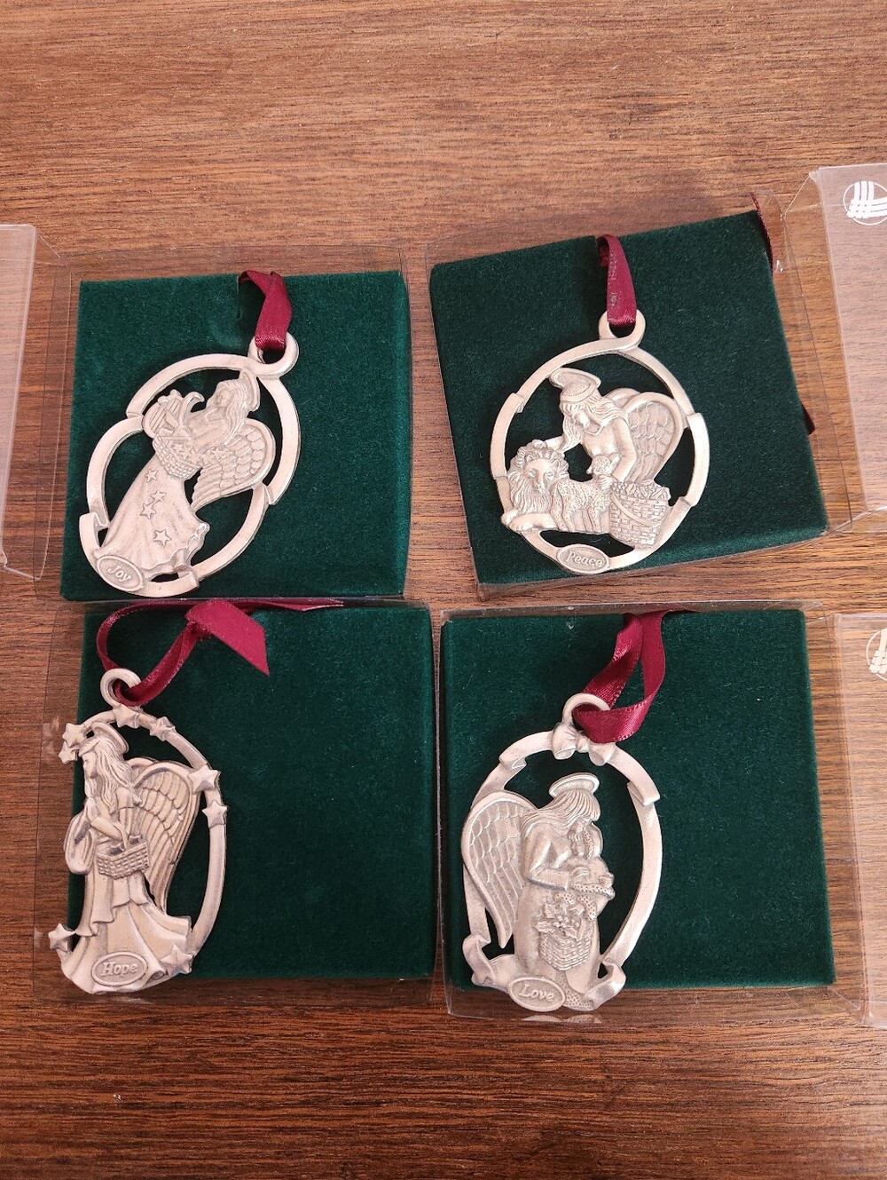 Longaberger Holiday Angel Pewter Ornaments 1998 Set of 4 (Silver Color)
